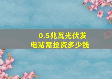 0.5兆瓦光伏发电站需投资多少钱