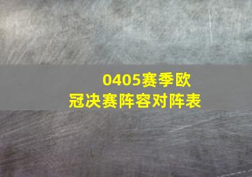 0405赛季欧冠决赛阵容对阵表