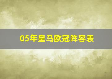 05年皇马欧冠阵容表