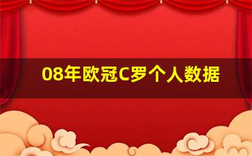 08年欧冠C罗个人数据