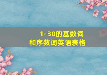 1-30的基数词和序数词英语表格