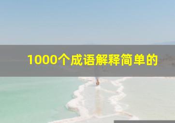 1000个成语解释简单的