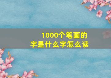 1000个笔画的字是什么字怎么读