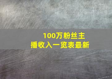 100万粉丝主播收入一览表最新