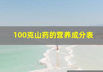 100克山药的营养成分表