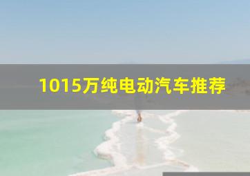 1015万纯电动汽车推荐