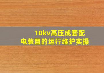 10kv高压成套配电装置的运行维护实操