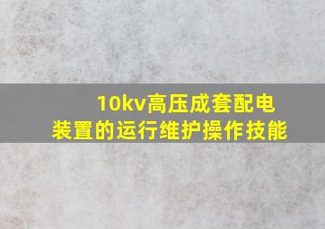 10kv高压成套配电装置的运行维护操作技能