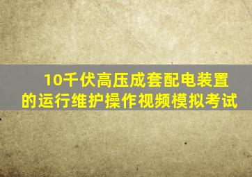 10千伏高压成套配电装置的运行维护操作视频模拟考试