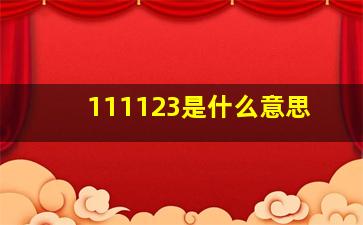 111123是什么意思