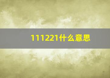 111221什么意思