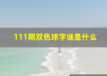 111期双色球字谜是什么