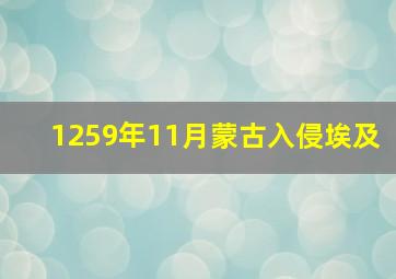 1259年11月蒙古入侵埃及