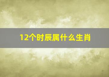 12个时辰属什么生肖