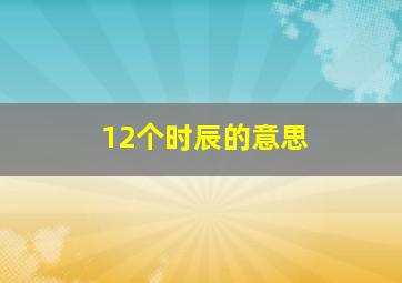 12个时辰的意思