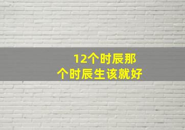 12个时辰那个时辰生该就好