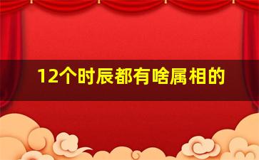 12个时辰都有啥属相的