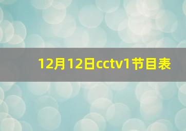 12月12日cctv1节目表