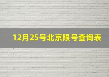 12月25号北京限号查询表