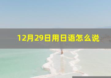 12月29日用日语怎么说