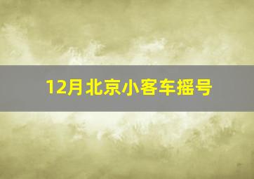 12月北京小客车摇号