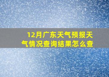 12月广东天气预报天气情况查询结果怎么查