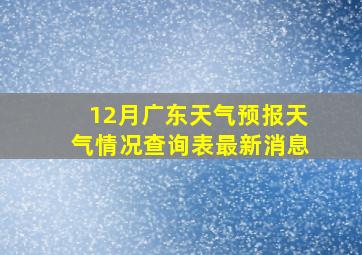 12月广东天气预报天气情况查询表最新消息