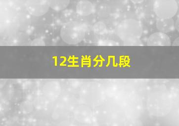 12生肖分几段