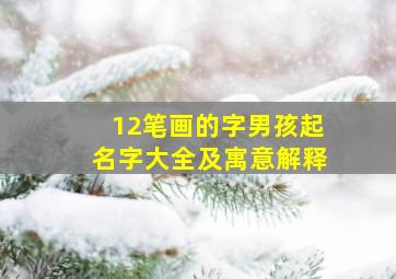 12笔画的字男孩起名字大全及寓意解释