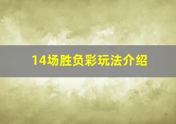 14场胜负彩玩法介绍