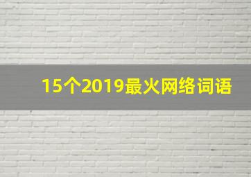 15个2019最火网络词语