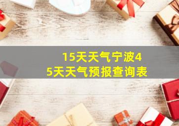 15天天气宁波45天天气预报查询表