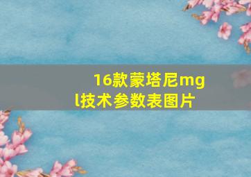 16款蒙塔尼mgl技术参数表图片