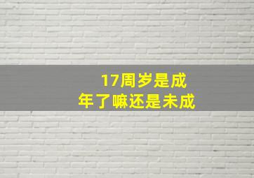 17周岁是成年了嘛还是未成