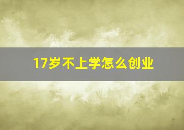 17岁不上学怎么创业