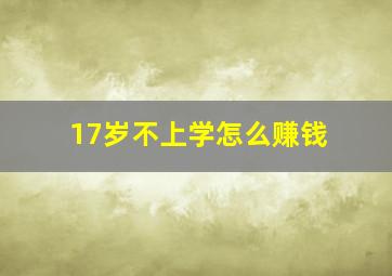 17岁不上学怎么赚钱