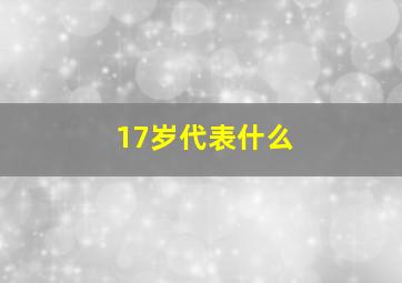 17岁代表什么