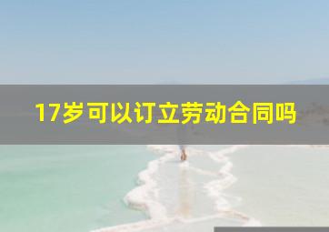 17岁可以订立劳动合同吗