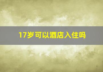 17岁可以酒店入住吗