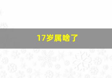 17岁属啥了