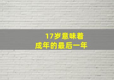 17岁意味着成年的最后一年