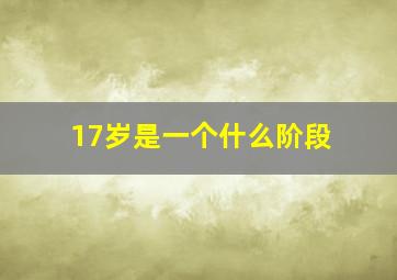 17岁是一个什么阶段