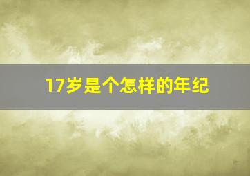 17岁是个怎样的年纪