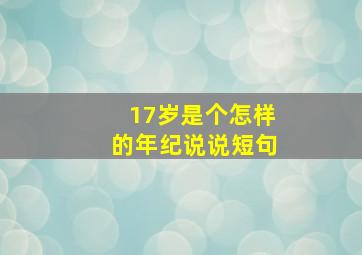 17岁是个怎样的年纪说说短句