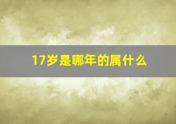 17岁是哪年的属什么