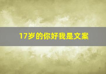 17岁的你好我是文案