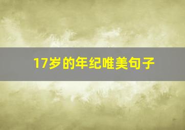 17岁的年纪唯美句子