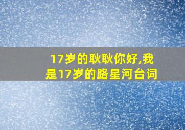 17岁的耿耿你好,我是17岁的路星河台词