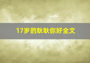 17岁的耿耿你好全文