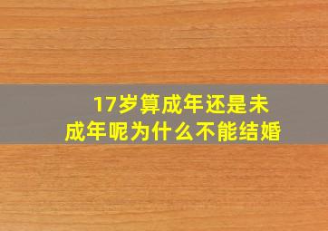 17岁算成年还是未成年呢为什么不能结婚